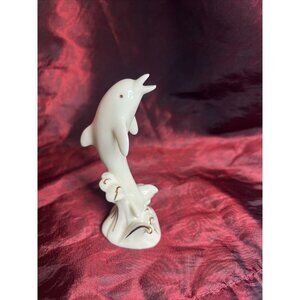 Lenox Collection Dolphin with 24k Gold Trim Ivory 4"  Tall Vintage Figurine